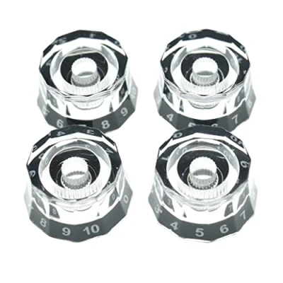 Afbeelding van Dopro Set van 4 USA 24 Fijne Spline Lampenkap Stijl Gitaar Knoppen Elektrische Snelheidsregeling voor PRS/LP/SG/Les Paul Clear met Zwart