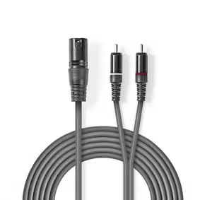 Afbeelding van XLR naar Tulp kabel (m/m) Nedis 1.5 meter (Gebalanceerd, Stereo)