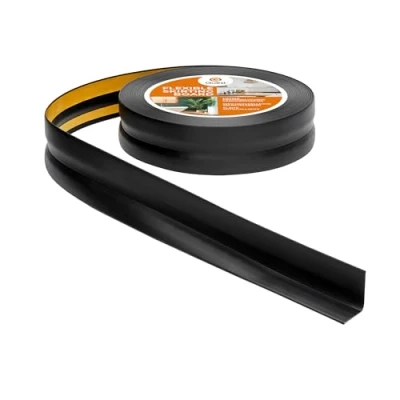 Afbeelding van Zachte plint, zelfklevend, kniklijst, eindstrip voor binnen, pvc, flexibel, dicht, decoratief, 32 mm x 23 mm, 10 meter, zwart