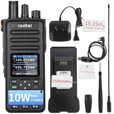 Afbeelding van Radtel RT 730 10W Ham radio Air Band Walkie Talkie, Full 199CH HT, oplaadbare lange afstand handheld twee weg met USB C batterij, NOAA, FM en AM frequentie opname mogelijkheden.