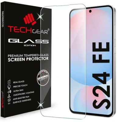 Afbeelding van TECHGEAR Glazen schermbeschermer compatibel met Samsung Galaxy S24 FE 5G, gehard glas displaybeschermfolie [2,5D ronde rand] [9H hardheid] [kristalhelderheid] [krasbestendig] [Geen luchtbellen]