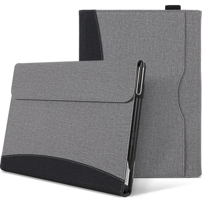 Afbeelding van Hoes geschikt voor Microsoft Surface Pro 9 Wallet book Case 13 inch Grijs