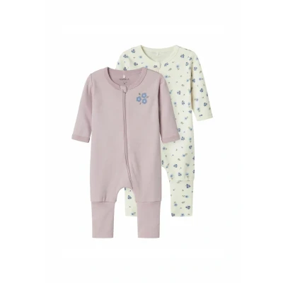 Afbeelding van NAME IT NBFNIGHTSUIT 2P ZIP FF Jet FLOWER NOOS Meisjes Pyjama Stream