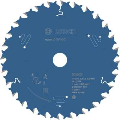 Afbeelding van Bosch Blauw Cirkelzaagblad Expert for Wood 168x20x1.8/1,2 mm, T28 2608901873