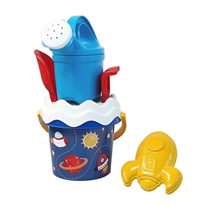 Afbeelding van Simba 107114607 Space Baby emmerset, zandspeelgoed, 6 delen, emmer, zeef, zandvorm, schep, hark, gieter, 11 cm, D: 14 vanaf 10 maanden