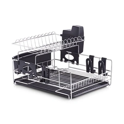 Afbeelding van Zeller Dish Drain Rack, metal chromed/PP, black