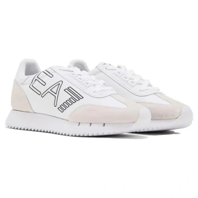 Afbeelding van EA7 Emporio Armani Vintage Unisex Sneakers laag, Maat: 47 1/3, White/black Leer en textiel
