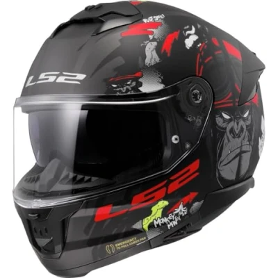 Afbeelding van LS2 FF808 STREAM II ANGRY MONKEY M.BLACK RED 06 L Maat Helm