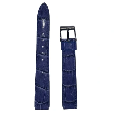 Afbeelding van Horlogeband 16mm Blauw Echt leer in croco print Roestvrijstalen gesp