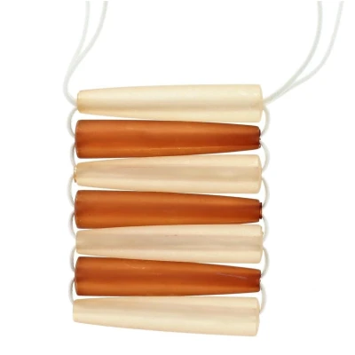 Afbeelding van Behave Lange bruine ketting van touw met grote hanger