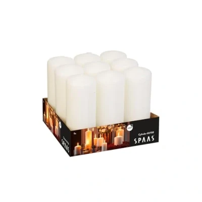 Afbeelding van Spaas 0053280.001 Tray van 9 Cilinderkaarsen 60/150 mm, ± 45 uur, geurloos,D 60 mm x H 150