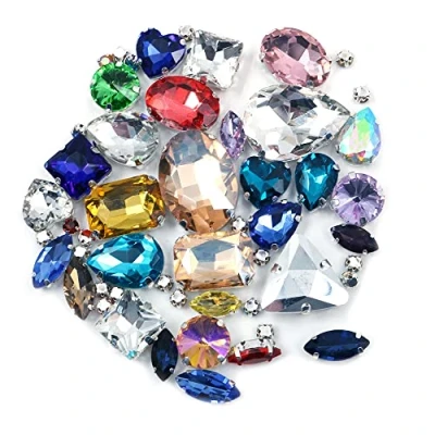 Afbeelding van CENPEK 50 stuks AB Clear Gems Acryl Naaien Strass steentjes Facet Flatback Kristallen Knopen voor Kleding Jurk Decoraties (Mix Kleurrijk)