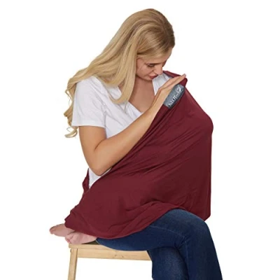 Afbeelding van NeoTech care Baby voedingsdoek, borstvoedingssjaal zachte stof grijs, beige of rood Bordeauxrood