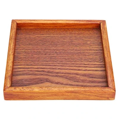Afbeelding van Dienblad Houten Kleine Draagbare Thee Lade Vierkante Vorm Effen Hout Koffie Snack Eten Dineren Serveermatten Plaat 12.5 * 2