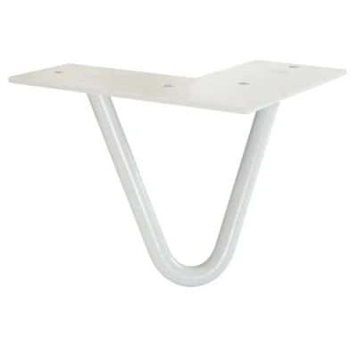 Afbeelding van Wagner 12821601 meubelpoot, tafelpoot, retro stijl, gepoedercoat staal, lichtgrijs, 12 x 10 cm, conisch/schuin verlopend, geïntegreerde schroefplaat