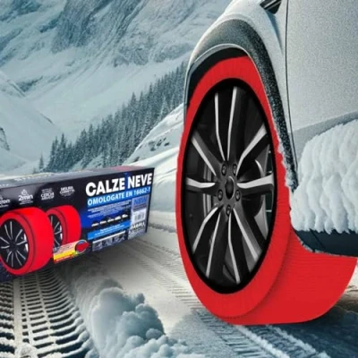 Afbeelding van Sneeuwsokken voor auto, goedgekeurd volgens EN 16662 1 2020, eenvoudige montage in 2 minuten, verkrijgbaar 6 maten (XL)