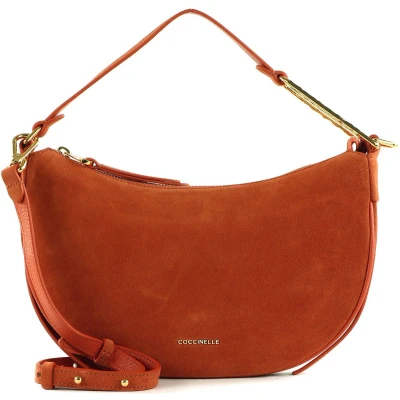 Afbeelding van Coccinelle Leren Schoudertas Priscilla Su. Dr Handbag Grained Leather Tangeri / Lichtrood
