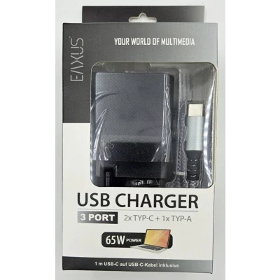 Afbeelding van Eaxus GSM lader Incl. LED verlichting USB C, A Zwart