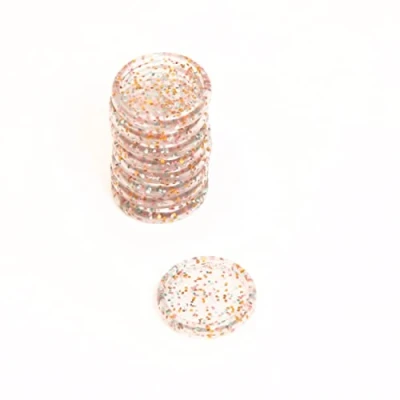 Afbeelding van Craftelier Kunststof glitter schijfringen, S, voor scrapbooking bindingen planners, dagboeken, notitieboeken of albums, 9 stuks, 25 mm diameter, goud, turquoise en roze
