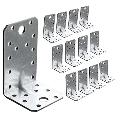 Afbeelding van OMIDEAS 12 x Hoekbeugels (90 50 55 2,5) Heavy Duty hoekdwarsliggerbeugel met kralen hout metalen verbindingbevestiging L gegalvaniseerde staalplaat connector