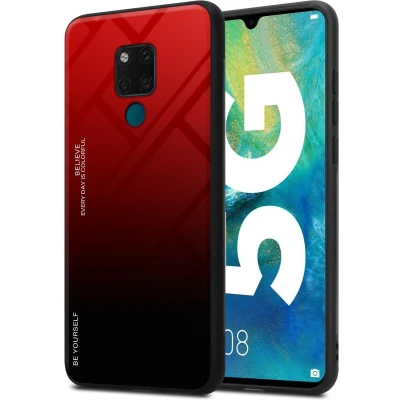 Afbeelding van Cadorabo Hoesje geschikt voor Huawei MATE 20 in ROOD ZWART Tweekleurige beschermhoes TPU silicone Case Cover