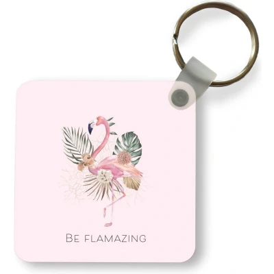Afbeelding van Sleutelhanger Uitdeelcadeautjes Flamingo Bloemen Bladeren Pastel Plastic