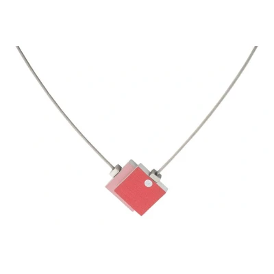 Afbeelding van Collier Twee vierkantjes Rood Roze C142R