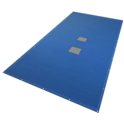 Afbeelding van VOUNOT Rechthoekig zwembadzeil 9 x 4 m, zwembadafdekking van PE 160 g/m² met centraal afwateringsnet, beschermdeken, blauw grijs