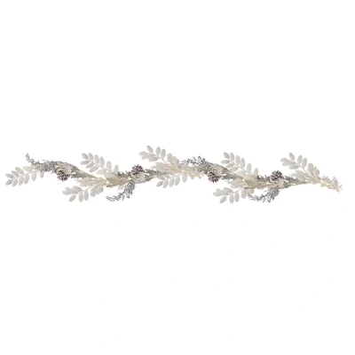 Afbeelding van Ginger Ray Silver &amp; White Glitter Slinger Zilveren en Witte Bladeren