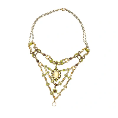 Afbeelding van Behave Dames vintage layer ketting goud kleur steentjes 45 cm