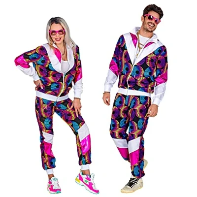 Afbeelding van Widmann Jaren 80 &amp; 90 Kostuum Dansplaat Op De Maat 80s Blauw, Paars, Wit / Beige Large Carnavalskleding Verkleedkleding