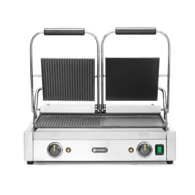 Afbeelding van Hendi Contactgrill dubbele versie, RVS, 37(b)x57(d)x21(h)cm, 263907