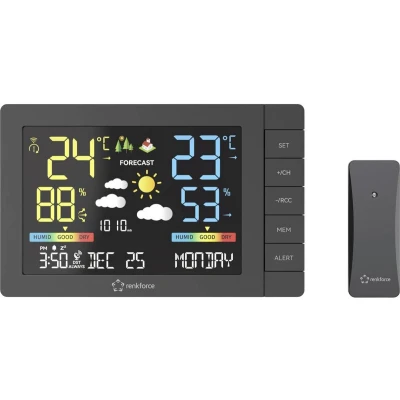 Afbeelding van Renkforce RF 4883632 Digitaal weerstation Zwart