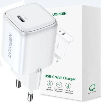 Afbeelding van GaN 20W USB C netlader Ugreen Nexode mini CD318 wit