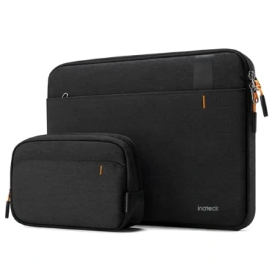 Afbeelding van Inateck 360 bescherming 13,3 inch laptophoes, compatibel met 14 MacBook M1/M2/M3 Pro/Max 2021 2023, 13&quot; Air 2012 2017, Pro 2015, laptoptas accessoiretas, zwart