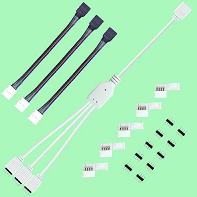 Afbeelding van RUNCCI YUN Ledstripverbindingsset, led splitter voor ledstrip, splitter, ledstrip connector, RGB verdeler, 1 tot 3 4 polige ledstrips