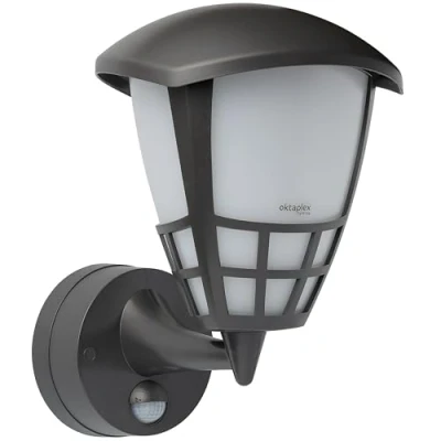 Afbeelding van Oktaplex Bel outdoor lamp with motion detector anthracite E27 bulb changeable 230V wall lantern IP54