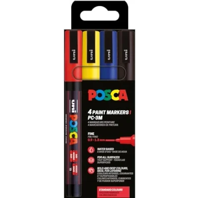 Afbeelding van Uni Ball 186545 POSCA marker Set, 4 acrylstiften PC 3M, permanente 0,9 1,3 mm ronde punt