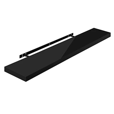 Afbeelding van WOLTU Muurplank Volato, RG9483sz, wandboard, vrij zwevend, zwevende plank, hout, hoogglanzend zwart, als boekenplank, of voor cd&#039;s, dvd&#039;s, 110 x 22,9 3,8 cm