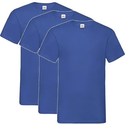 Afbeelding van 3 Pack Fruit of the Loom V Hals Maat XXXL (3XL) Valueweight Kleur Royal