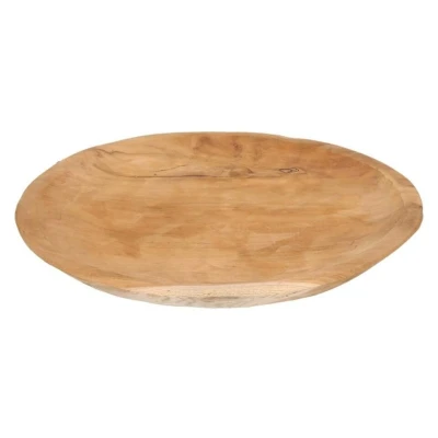 Afbeelding van Serveerplank bruin teak hout rond D38 x H3 cm