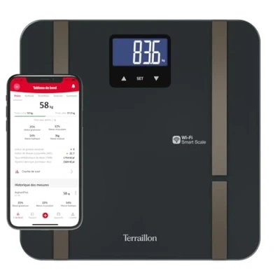 Afbeelding van TERRAILLON MASTER FIT ULTRA WiFi Smart weegschaal, hartslag, analyse van vet , spier water bot en viscerale massa&#039;s, BMI, dagelijkse calorie inname