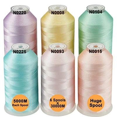 Afbeelding van New brothread Set van 6 Pastel Kleuren 2 Polyester Machine Borduurgaren Enorme Spoel 5000M voor Alle Borduurmachines
