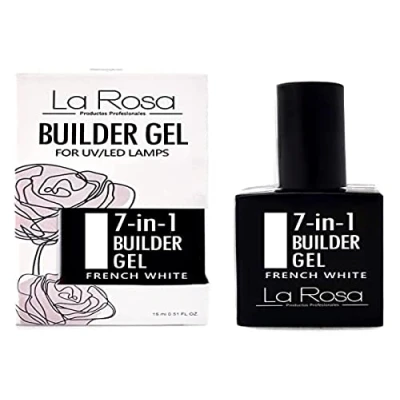 Afbeelding van La Rosa 7 in 1 BUILDER gel a Bottle UV NAAKT voor nageldesign en Nail art, Easy To Use Extension Builder, Cover French White 15 ml
