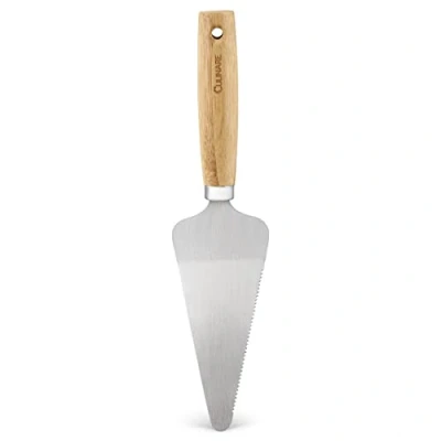 Afbeelding van Culinare Naturals C70011 Taartschep, Duurzaam Bamboe/Roestvrij Staal, 27cm x 6,5cm, Cutter en Server met Getand Rand, 2 Jaar Garantie