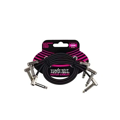 Afbeelding van Ernie Ball Pakje van 3 Platte Patchkabels, 30,5 cm Zwart