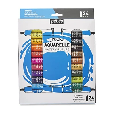 Afbeelding van Pebeo Studio Aquarel Aquarelverfset voor professionele kunstenaars en hobbyschilders, 24 kleuren, 12 ml, 668920