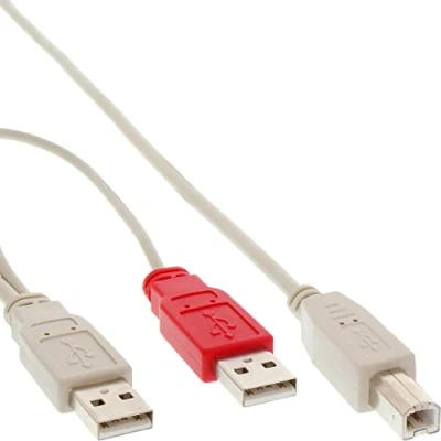 Afbeelding van InLine® USB 2.0 Y kabel, 2x A Male naar 1x B Male, 1m