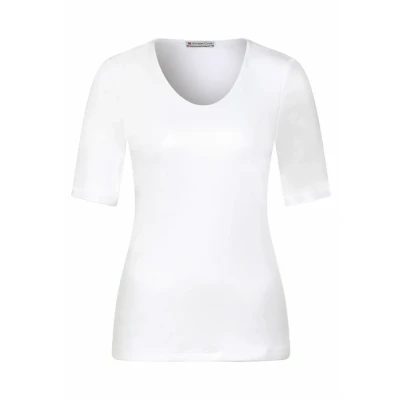 Afbeelding van Street One MIT Vausschnitt Tshirt basic, Dames, Maat: 34, Weiß