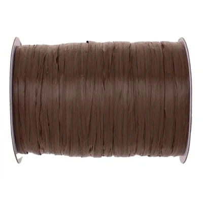 Afbeelding van GLOREX 6 9400 614 raffia raffia, 100 m matte op rol, donkerbruin voor knutselen, decoreren of bloemstukken, boeketten en ander bloemwerk